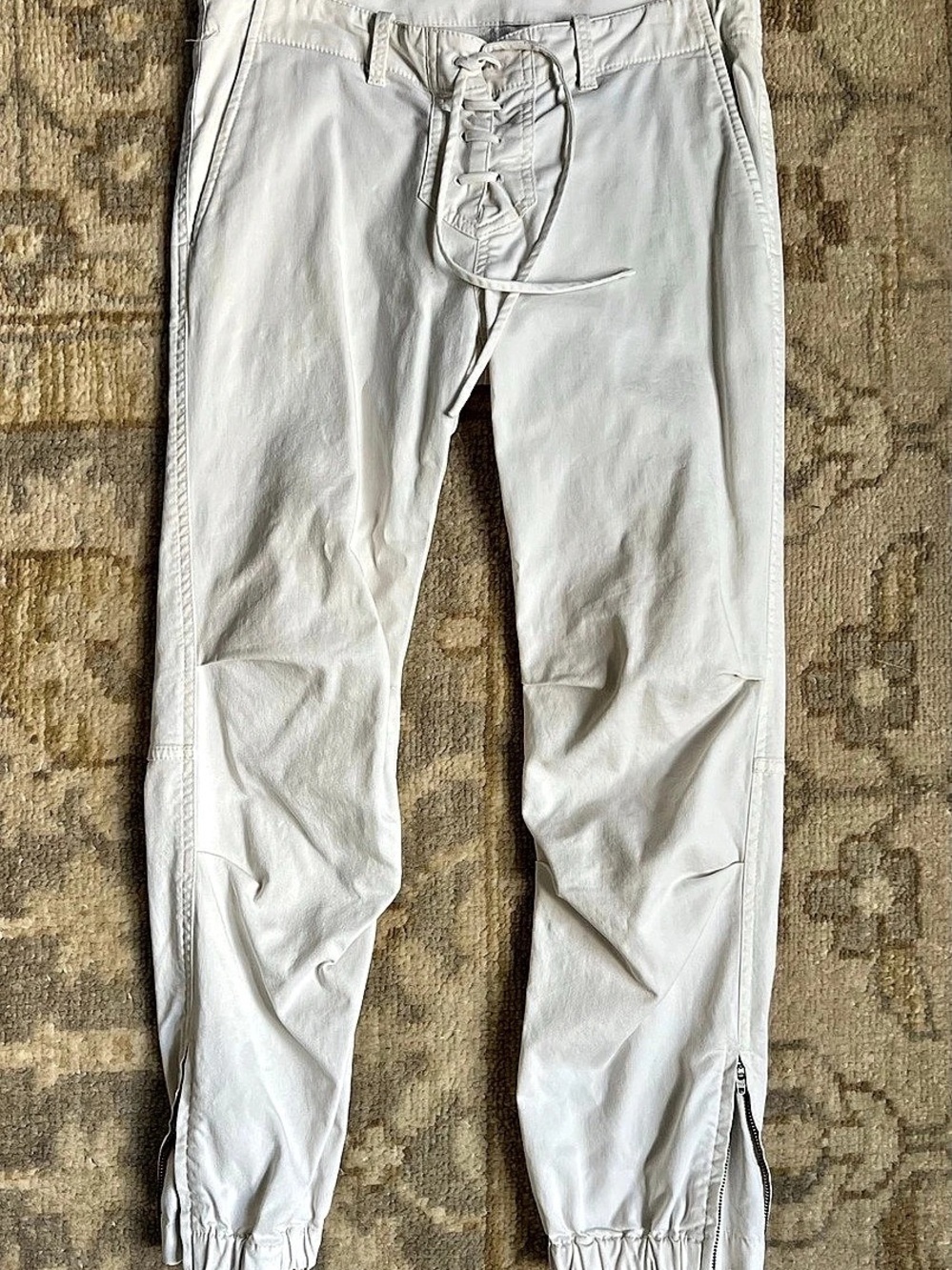 Nili Litan off White Lace-Up Jogger Pants size 2